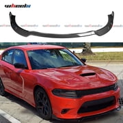 3Pcs Front Bumper Lip Compatible with 2015-2024 Dodge Charger, Air Dam Lower Chin Spoiler Splitter Fit for SRT Hellcat 392 Scat Pack GT R/T Daytona, Protection Body Kit Carbon Fiber Pattern