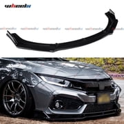 WheelX 3Pcs Glossy Black ABS Front Bumper Lip, JDM Chin Splitter Body Kit for 2016 2020 Honda Civic Sedan & Hatchback