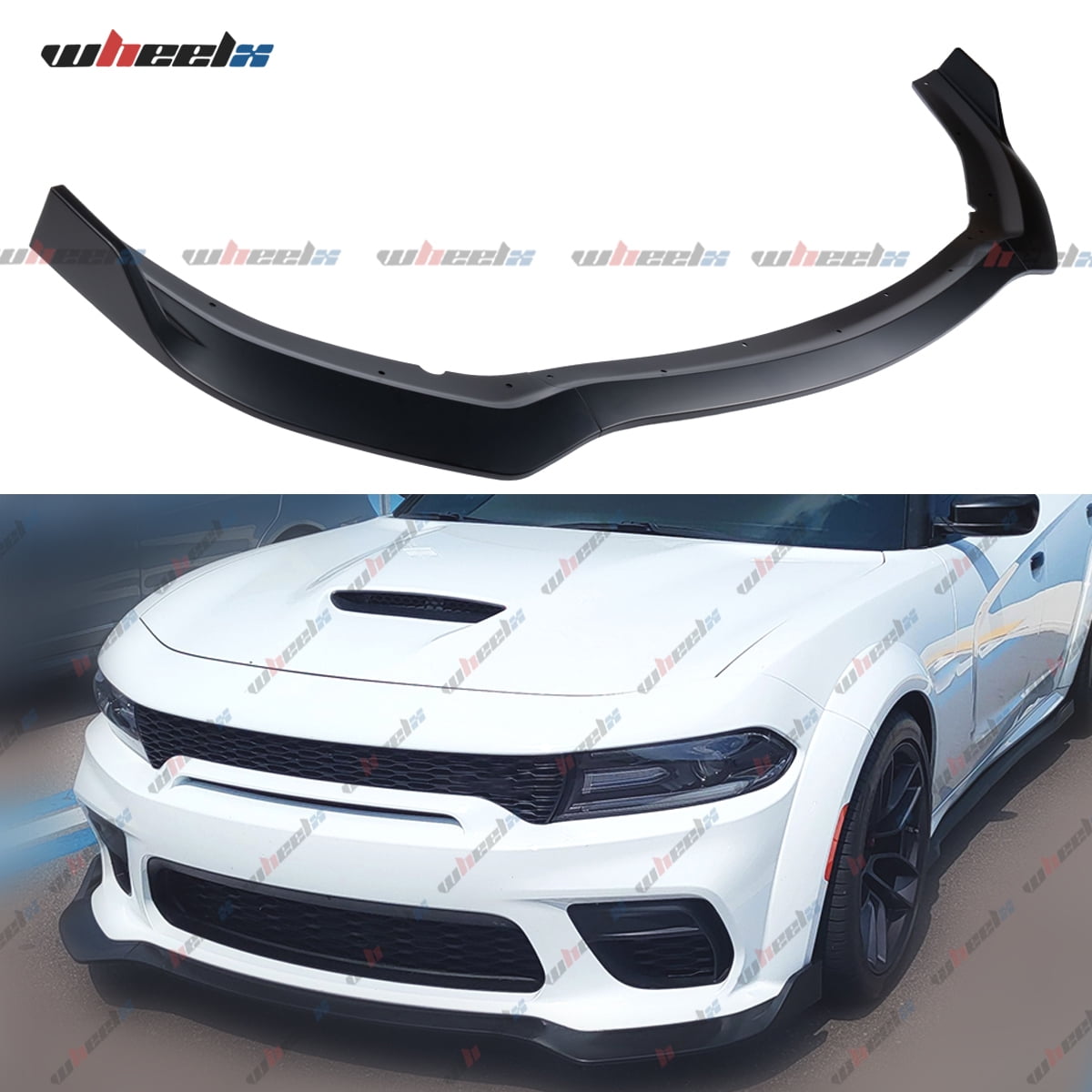 HECASA 3-Piece Front Bumper Lip For 2016-2020 Tesla Model S - Black PP Plastic Spoiler Splitter Kit