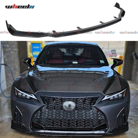 3Pcs Front Bumper Lip Compatible with 2021-2025 Lexus IS350 F-Sport, JDM Air Dam Lower Chin Splitter Protection Body Kit 2021 2022 2023 2024 2025 Man Gift (Carbon Fiber Pattern)