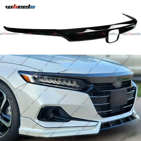 3Pcs Front Grille & Eyelid Cover Set, Compatible with 2021-2022 Honda Accord 10.5th Gen Sedan (Gloss Black)