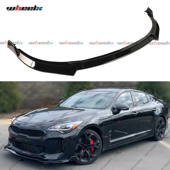 3Pcs Front Lip Compatible with 2018-2024 Kia Stinger, Bumper Spoiler Air Dam Lower Chin Splitter Protection Body Kit Fits for 2018 2019 2020 2021 2022 2023 2024 (Glossy Black)