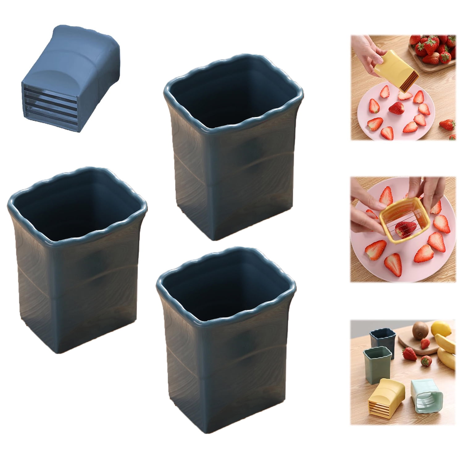 3Pcs Fruit Cup Slicer, Stainless Steel Strawberry Slicer,Vegetables