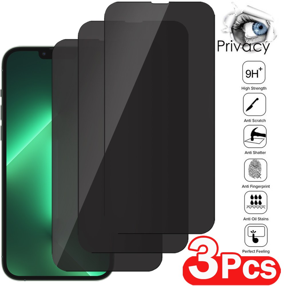 3Pcs Full Cover Privacy Screen Protectors For iPhone 14 13 12 11 Pro Xs