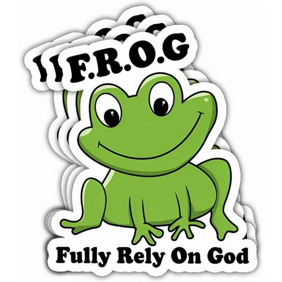 3Pcs Fully Rely On God Frog Sticker Funny God Christian Fully Rely On God Stickers Cute Frog Stickers Gift Fully Rely on god Frog Gifts Religious Bible Decal for Laptop Phone Car Hard Hat 3"x3"