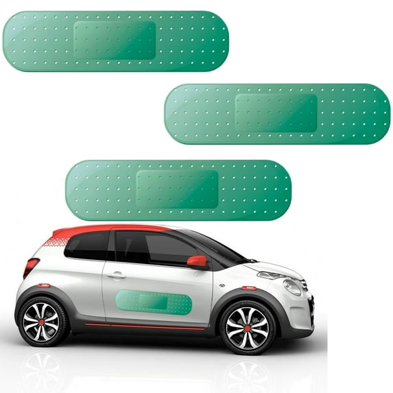 3Pcs Funny Car Stickers and Decals, 10 x 2.76in Bandaid Sticker for Car, Bandage Vinyl Dent and Scratch Cover Decal, Car Bumper Band Aid Sticker for Truck SUV Boat Window (Green)