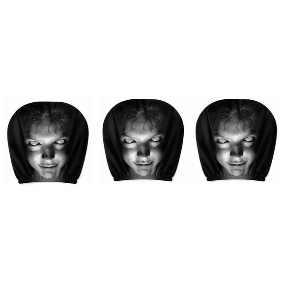 3Pcs Funny Cartoon Car Headrest Covers, Stretchy Polyester Vehicle Seat Protector, Breathable Horror Theme Ornament for Auto Interior Decor