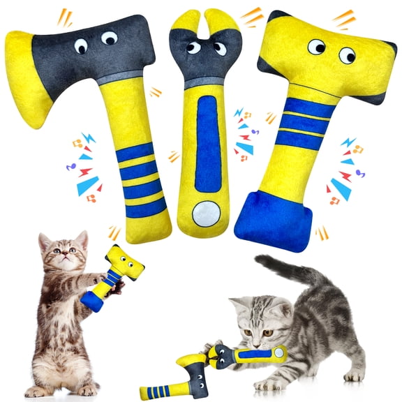 3Pcs Funny Catnip Toys, Catnip Toys for Indoor Cat - Hatchet Shaped Cat Toy with Crinkle Sound Interactive Kitten Kitty Bite Kicker - Pet Toy for Teeth Cleaning Boredom Relief