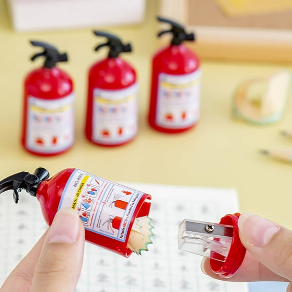 3Pcs Funny Pencil Sharpener Red Fire Extinguisher Shaped Manual Pencil Sharpener Creative Stationery Supplies