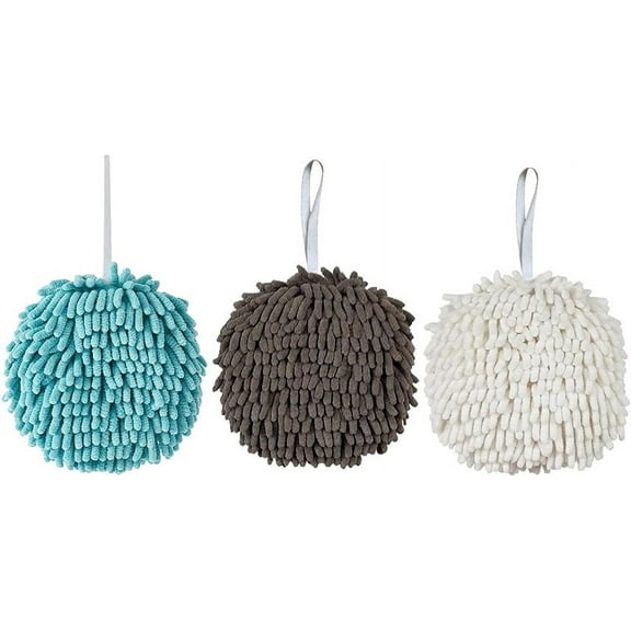 3Pcs Fuzzy Ball Hand Towel, Soft, High Absorbent, Microfiber, for Instant Drying of Hands, for Home,Kitchen,Bathroom, Washstand, Powder Room Gadgets (Mix)