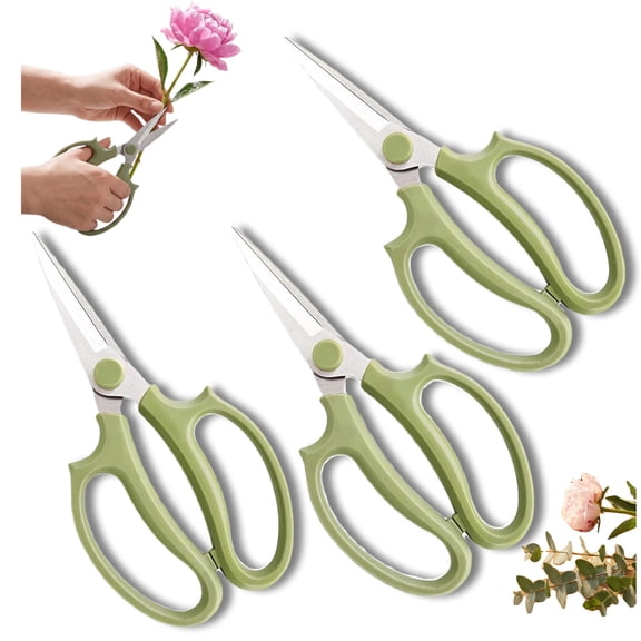 3Pcs Garden Flower Scissor,Floral Scissors Pruning Shears,Stainless Steel Flowers Scissors with Comfortable Grip Handles,Premium Garden Clippers for Flower Arrangement,Gardening Tool
