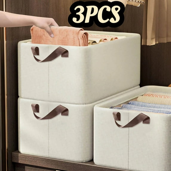 3Pcs Generic Household Wardrobe Storage Box, Clothes and Miscellaneous Items Sorting Storage Box, Oxford Cloth Foldable Storage Box for Storage, Transportation, Camping, Organization, Space Saving