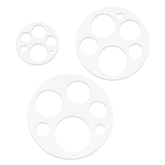 3Pcs Geometric Acrylic Drawing Painting Stencils for DIY Scrapbook White Round 76~152x2mm