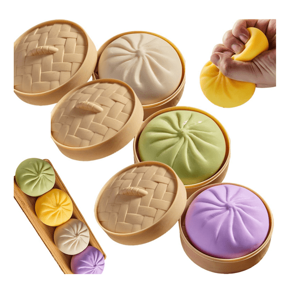 3Pcs Giant Glitter Dumpling, Giant Dumpling Squishy, Mega Rainbow Dumplings, Large Stress Relief Sensory Ball for Adults (Purple & Green & White)