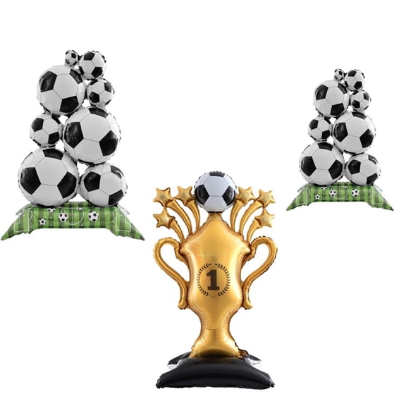 3Pcs Giant Soccer Balloons Champion Trophy Balloons World Cup Soccer Party Decorations World Cup Decor Soccer League Champions Trophy Decor Sports Football Ball Fans Birthday Party Supplies