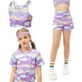 thumbnail image 1 of 3Pcs Girls Athletic Tank Tops + Short Sleeves Running Active Yoga Dance Sports Shirts +Shorts 5-12Y, 1 of 12