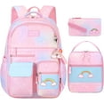 3Pcs Girls Backpack,Cute Rainbow School Backpack For Kids Children With