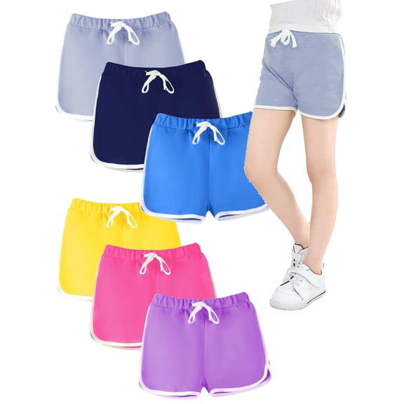 3Pcs Girls Boys Shorts Kids Athletic Solid Beach Running Shorts Swimsuit Trunks 2-13 Years