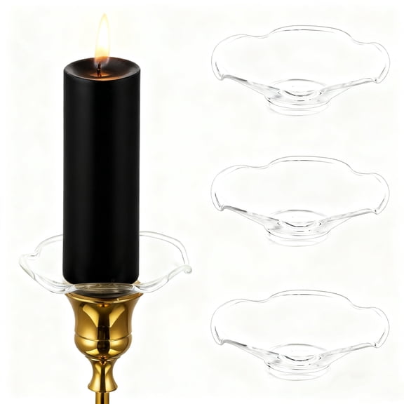 3Pcs Glass Bobeches for Candlestick Holders, Flowerr Shaped Clear Candle Drip Protectors Candle Rings for Tapers, Candle Drip Catcher for Candle Stick Candle Holder for Wedding Party Church Home