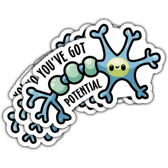 3Pcs You've Got Potential Sticker Cute Neuron Psychology Gift Stickers Neuroscience Brain Funny Meme Science Medical You ve Got Potential Biology Decal for Laptop Bottle Phone Car Hard Hat 3"x3"