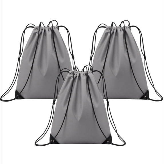 3Pcs Gray Drawstring Bags Bulk Drawstring Backpack String Backpack Cinch Sack Sport Gym Backpack Bags for Yoga Traveling Outdoor Sports