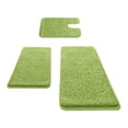 thumbnail image 1 of 3Pcs Green Flannel Bathroom Rug Set, Soft Memory Foam Absorbent Bath Mat, Latex Non Slip Washable Carpet For Bathroom Laundry Room, 1 of 7