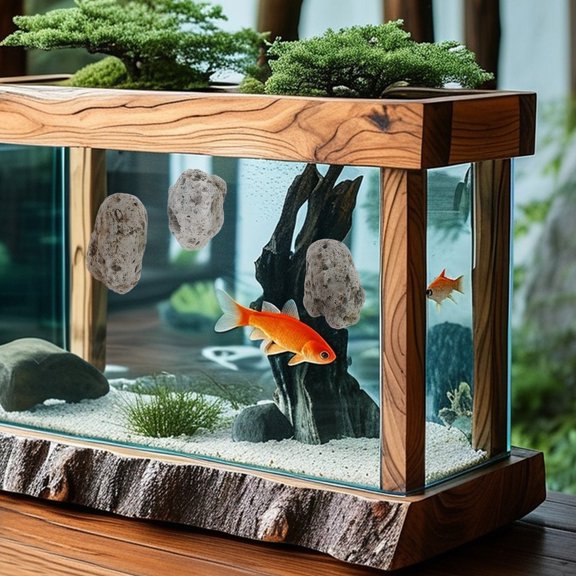3Pcs Green Floating Aquarium Rock Decorations with Unique Suspended Design for Dynamic Fish Tank Landscape