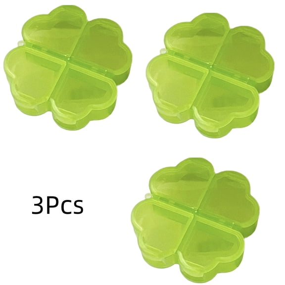 3Pcs Green Mini Clover DIY Jewelry Decoration Tablet Accessories Storage Grid Box