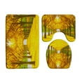 3Pcs Green Plants Flowers Butterfly Fence Bathroom Bath Mats Sets