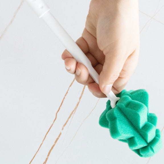 3Pcs Green Plastic Sponge Bottle Brush Set for Cleaning Decanter, Glass Mugs, Sport Bottles - Long Handle, Scratch Safe, Multipurpose Kitchen Cleaning Tools (30x7.5x7.5cm)