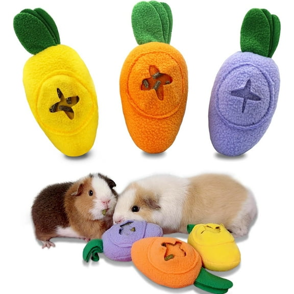 3Pcs Guinea Pig Forage Toys, Guinea Pig Toys Enrichment for Boredom, Washable Puzzle Feed Game Slow Feeder, Snuffle Ball Treat Dispenser Feeding Toy, Exercise Acitivity Foraging Toy