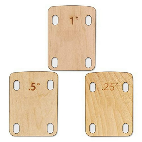 3Pcs Guitar Neck Shims, Solid Maple Wood Guitar Neck Shim Protection 0.25, 0.5 and 1 Degree Guitar Neck Plate Tool