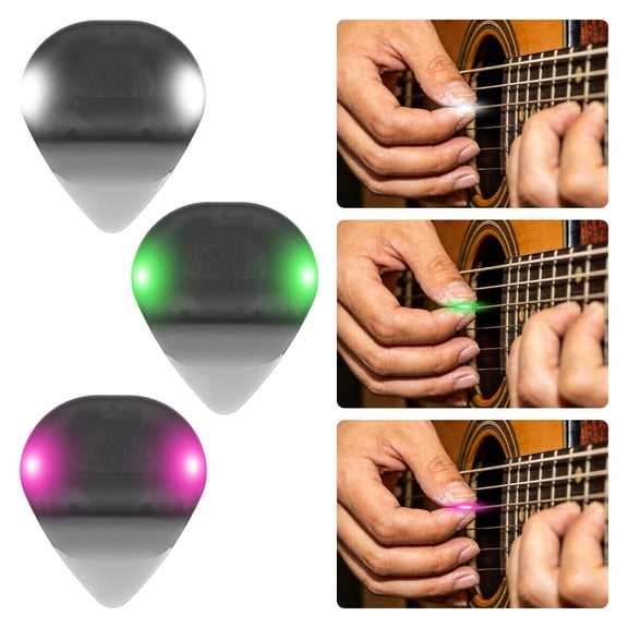 3Pcs Guitar Plectrum 0.24 Inch LED Portable Plectrums Picks Glow LED Rubber Plectrums Picks for Music Lovers Guitar Beginners