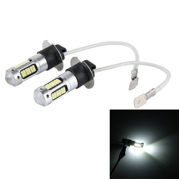 3Pcs H3 LED Car Bulb MORESEC under $5 4014 30SMD High Power LED Fog Light Bulbs for Car Headlight Replacement, 6500K White Light with 550LM Brightness, Aluminum Heat Sink for Efficient Cooling, Long