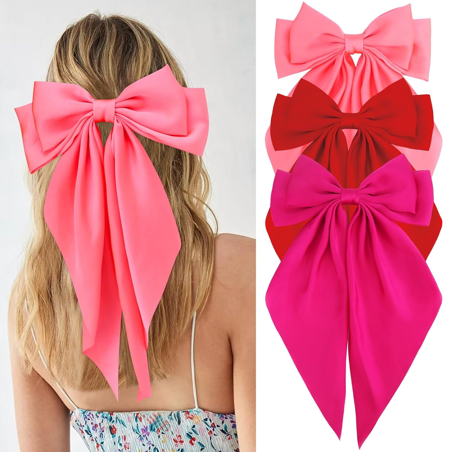 ILANKTOZI, Hair Bows Clips, 8x13.5 inch, 3Pk Big Satin Hair  display picture 3