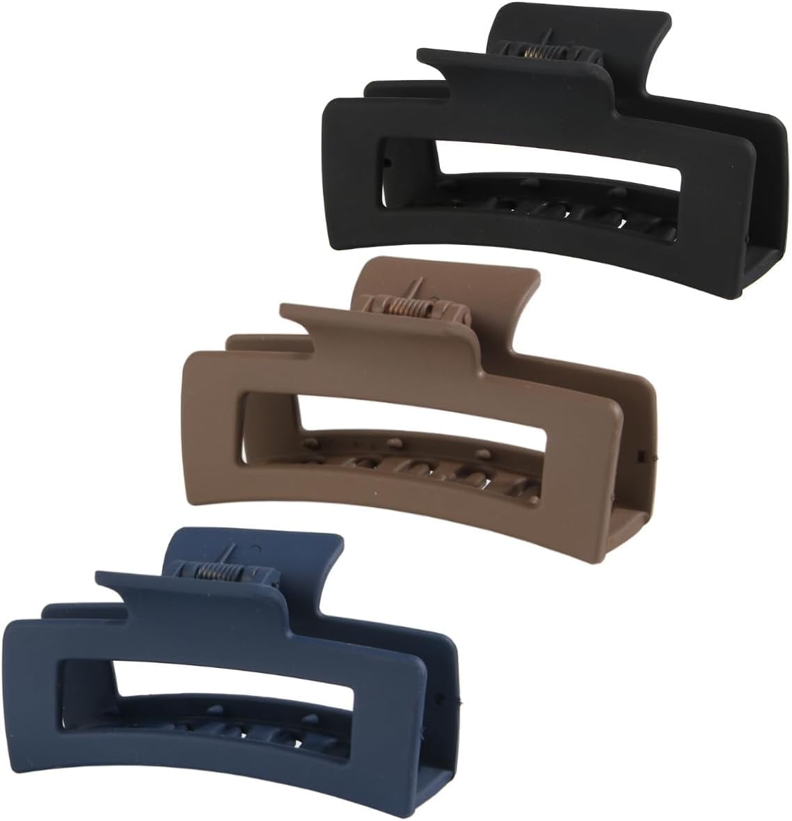 3Pcs Hair Clips Rectangle Strong Hold Hair Claw Clips 3.3 inch Non-slip Matte Coated Hair Styling Accessories for Women and Girls Thick to Thin Hair (Set-2)