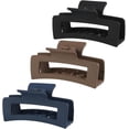 thumbnail image 1 of 3Pcs Hair Clips Rectangle Strong Hold Hair Claw Clips 3.3 inch Non-slip Matte Coated Hair Styling Accessories for Women and Girls Thick to Thin Hair (Set-2), 1 of 4