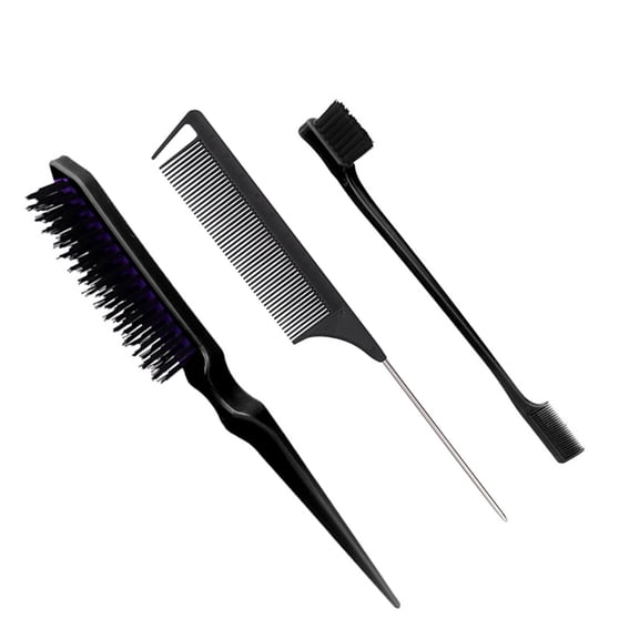 3Pcs Hair Styling Comb Hair Brush Set Teasing Hair Brush Edge Brush Tail Comb for Edge Back Brushing Combing