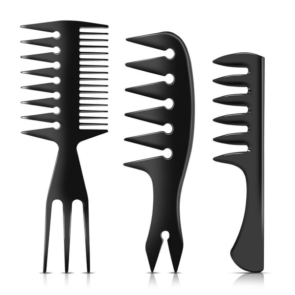 3Pcs Hair Styling Comb Set for Men, with Barber Accessories 3 in 1 Fish Tail Bone Shape Comb, Wide Tooth Comb, Texture Comb for Slicked-back, Quiff, Pompadour, Fauxhawk, Undercut