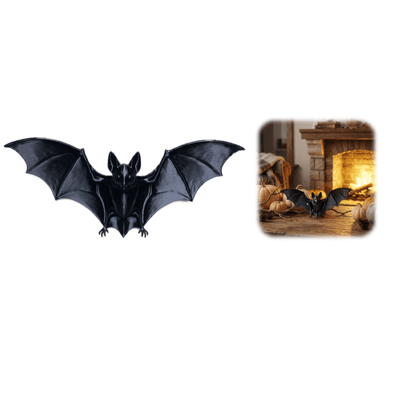 3Pcs Halloween Big Bats,Rubber Simulation Hanging Bats,Plastic Simulation Bats for Halloween Decoration and Party Supplies