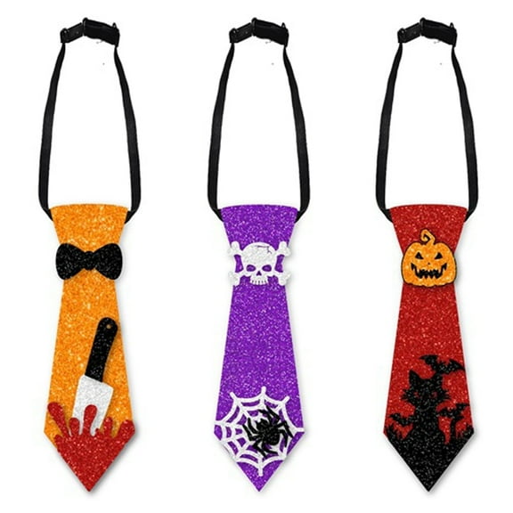 3Pcs Halloween Tie for Adults Boys and Girls,Halloween Spooky Neck Decoration with Pumpkin Spider Designs for Parties Cosplay Celebrations, Festival Bow Tie Photo Props