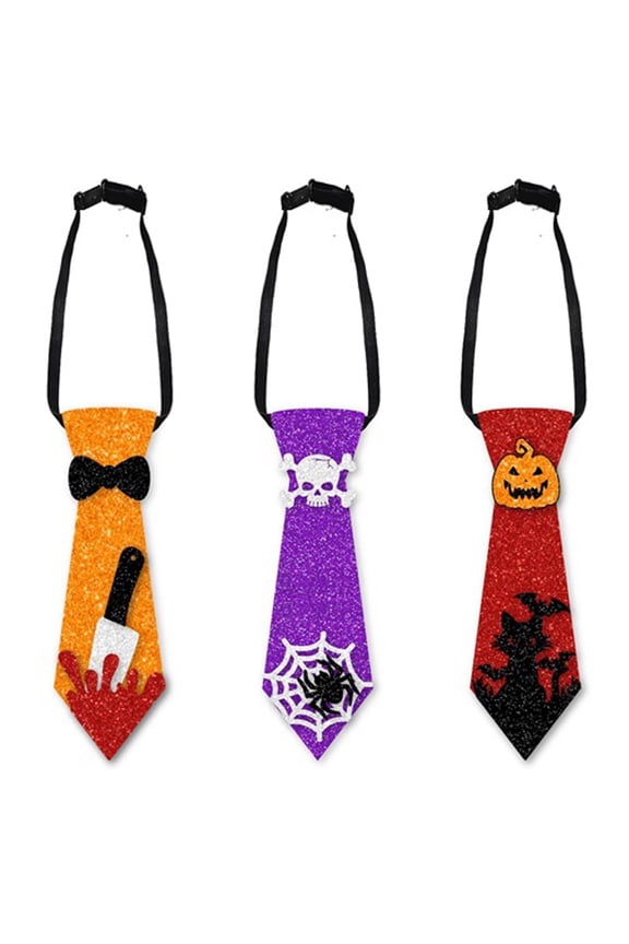 3Pcs Halloween Tie for Adults Boys and Girls,Halloween Spooky Neck Decoration with Pumpkin Spider Designs for Parties Cosplay Celebrations, Festival Bow Tie Photo Props