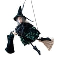 thumbnail image 1 of 3Pcs Halloween Witch Dolls, Flying Witch Decor with Broom, Halloween Tree Topper Hanging Decorations, Plush Ornament for Desktop Fireplace Table Decor Party, 1 of 6