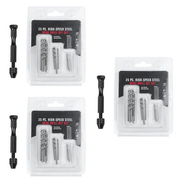 3Pcs Hand Drill Bits Set,Pin Vise Model Mini Hand Spiral Drill with 75Pcs 0.3mm to 3.0mm -Drill Bits (Black)