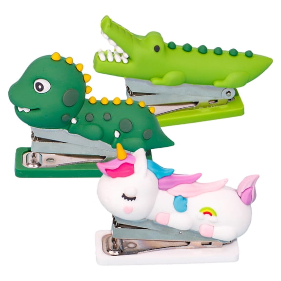 WHAMVOX 3pcs Mini Staplers For Desk, Cartoon Stapler Dinosaur, Handheld Fun Stapler For Home Office