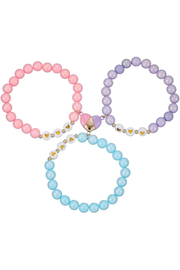 3Pcs Handmade Adjustable Mother Daughter BFF Love Heart Butterfly Colorful Beads Matching Rope Stackable Bracelet Friendship Sweet Bracelet for Women Family Member