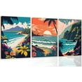 thumbnail image 1 of 3Pcs Hawaii Travel Wall Art Retro Exotic Tropical Canvas Posters Ocean Beach Prints Waves Landscape Pictures Vintage Mountain Paintings Wall Decor For Bedroom Living Room Artwork Framed, 1 of 5