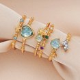 thumbnail image 1 of 3Pcs Heart & Flower Alloy Rhinestone Cuff Rings Golden Inner Diameter: Adjustable, 1 of 1