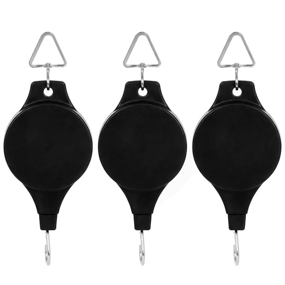 Adjustable Height Plant Hanger Set of 3, Retractable Pulley System for Hanging Plants, Heavy Duty Hook for Garden Flower Baskets and Potted Planters