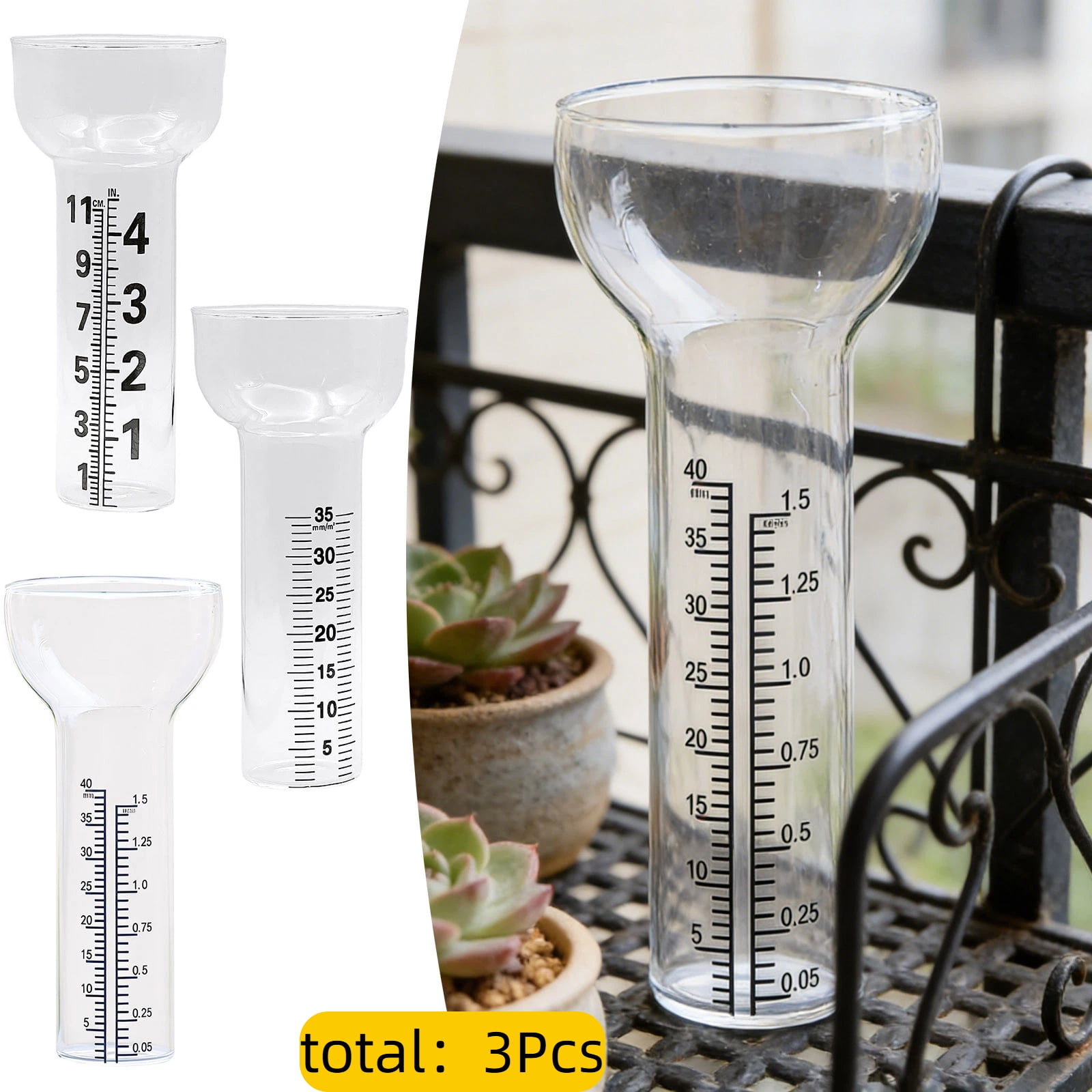 CSStudio regenwassermesser Rain Gauge, High Borosilicate Glass, Clear, Scratch and Wear Resistant, Weatherproof